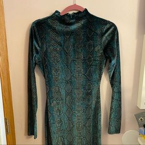 Akira Velour Snake Print Midi Dress